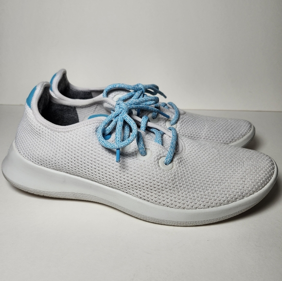 Allbirds Mens Tree Runner White & Blue Sneakers Just Water Collaboration - Picture 13 of 15